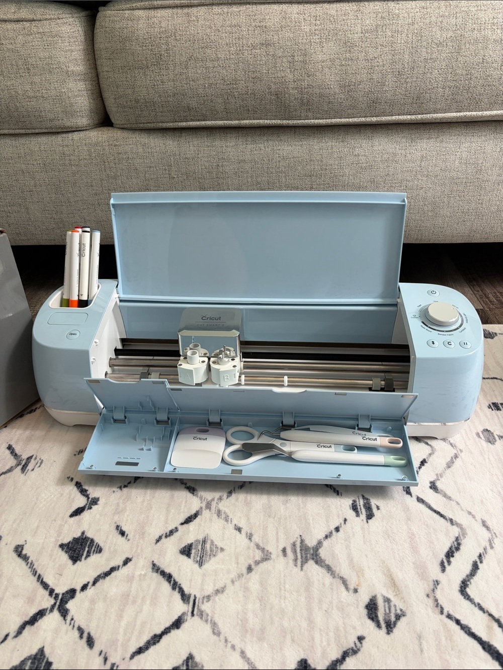 Cricut Explore Air2 Light Blue Cutting Machine with Front Tool Compartment